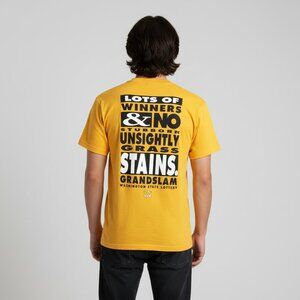 Vintage 80s Grand Slam Baseball Washington Lottery Graphic T-Shirt Yellow Mens M